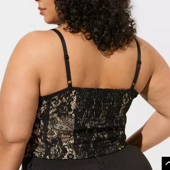 NWT Torrid Lace Corset Crop Top Deep Black Mesh - Picture 3 of 9